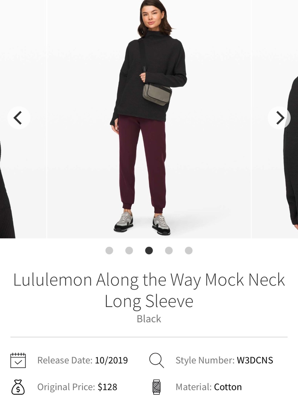 Lululemon Along the Way Mock Neck, charcoal/black
